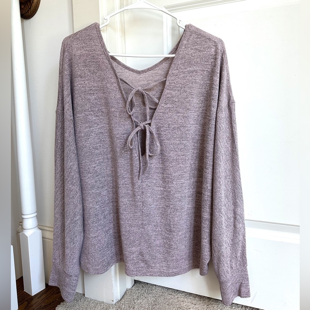 Frenchy Solid Tie Back Drop Shoulder Tee